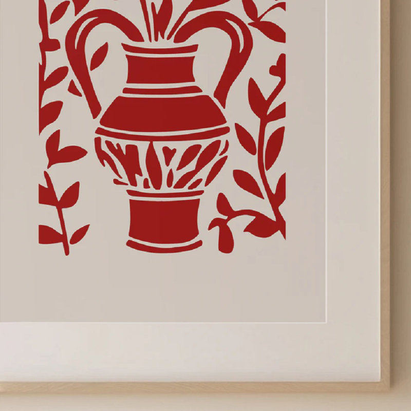 Abstract Redflower Print, 30cm H x 21cm W