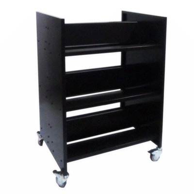 Chariot-bibliothèque en métal à double face capacité de 200 lb l 30 po x P 15,4 po x H 44 po