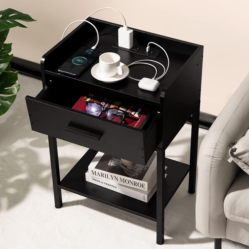 Table de chevet avec station de charge et ports USB, 3 ...