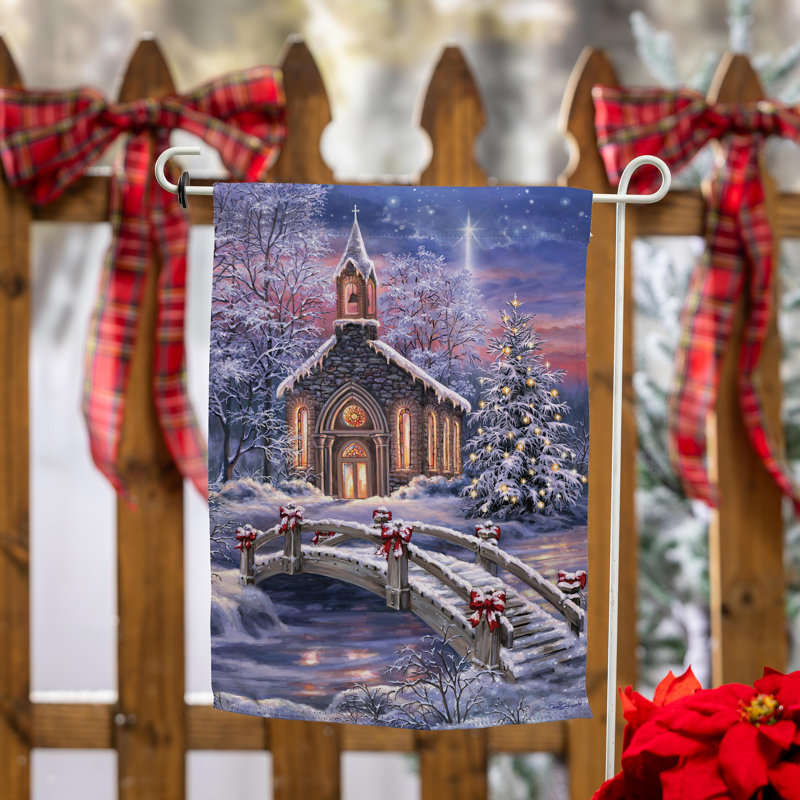 Drapeau de jardin en daim Vibrant Winter Church