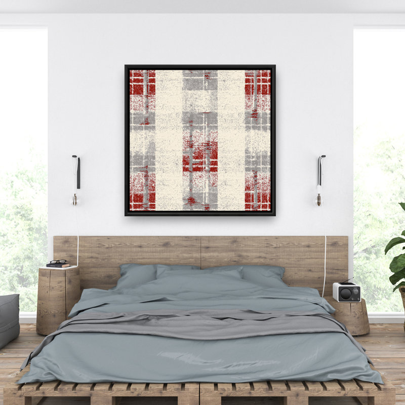 Grunge Red Pattern - Beige Framed Canvas for Home Decor