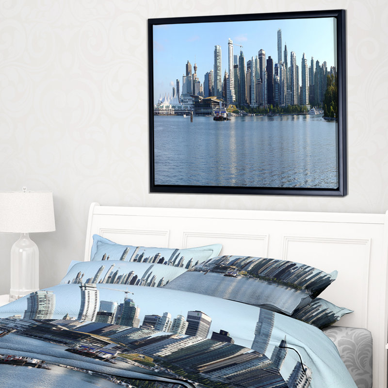 « vancouver bc panorama », reproduction de photo sur toile tendue encadrée, H 16 po x l 32 po x P 1 po