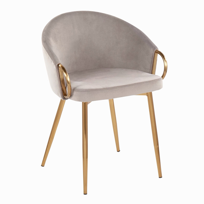 Chaise en métal doré et velours argenté