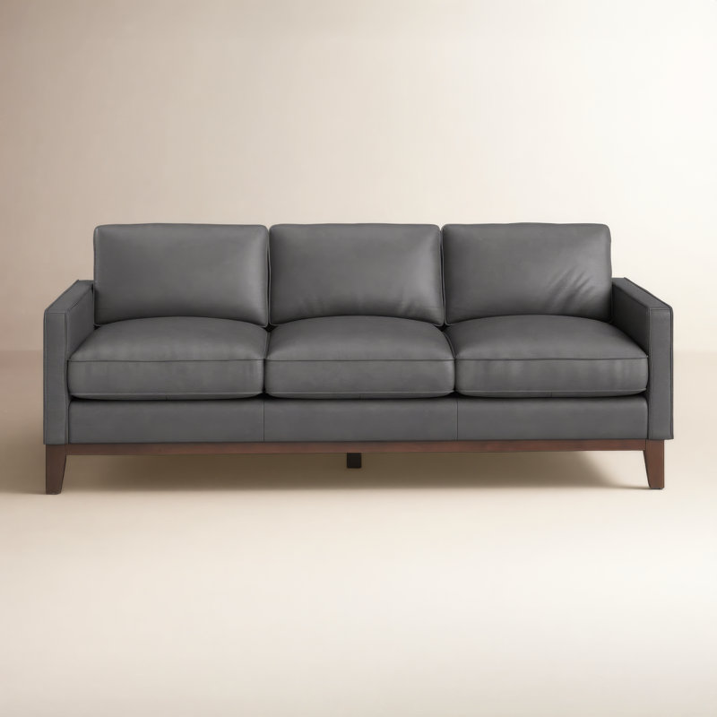 Cascades Upholstered 85'' Sofa, Gravel Genuine Leather