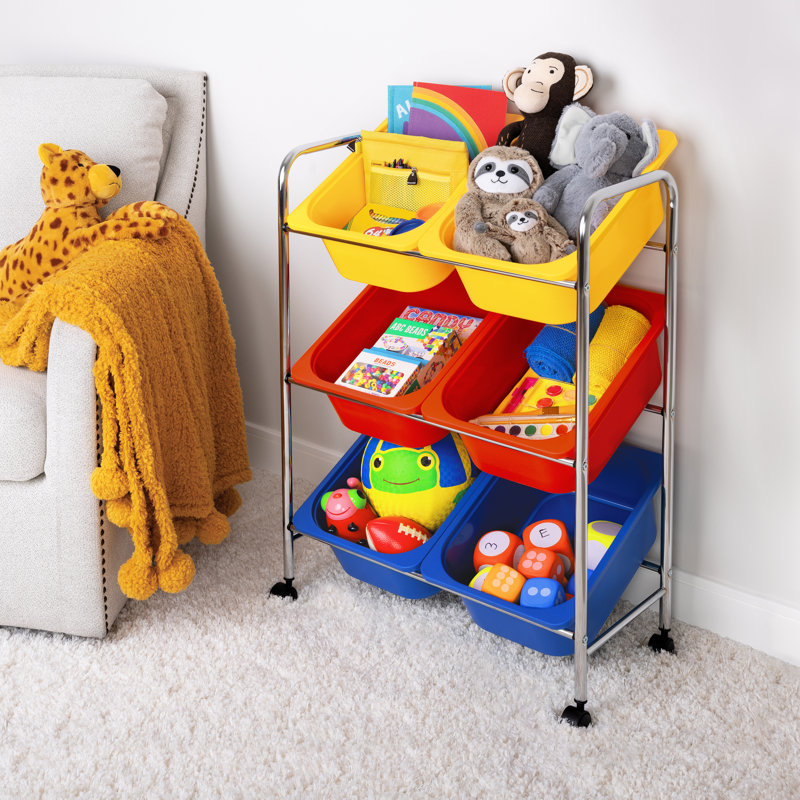 Multicolor 6-Bin Rolling Utility Organizer Storage Cart