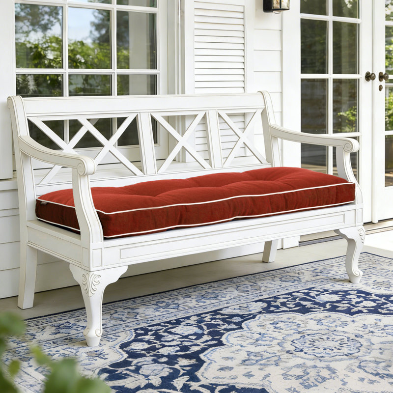 Indoor/Outdoor Bench Cushion Waterproof & 3-Year Fade-Resistant Patio Furniture Cushions for Garden Porch Swing Chair, red