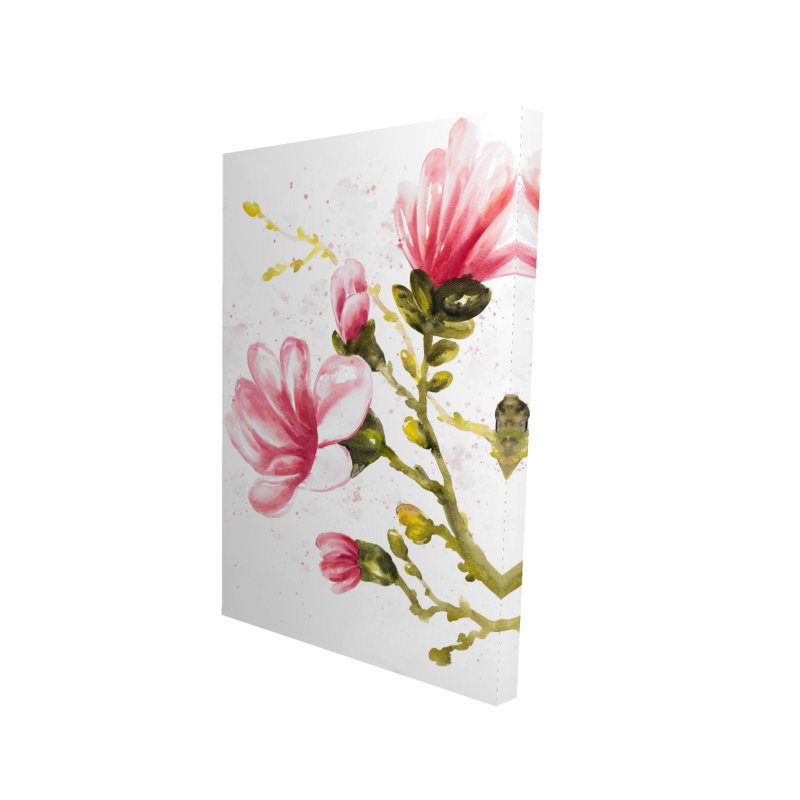 Aquarelle sur toile de fleurs de magnolia | Art floral