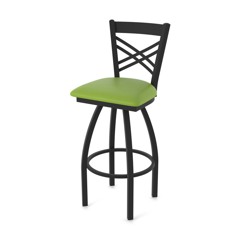820 Catalina Swivel Stool, Black Wrinkle, Vinyl-Canter Kiwi Green, Counter Stool (25" Seat Height)