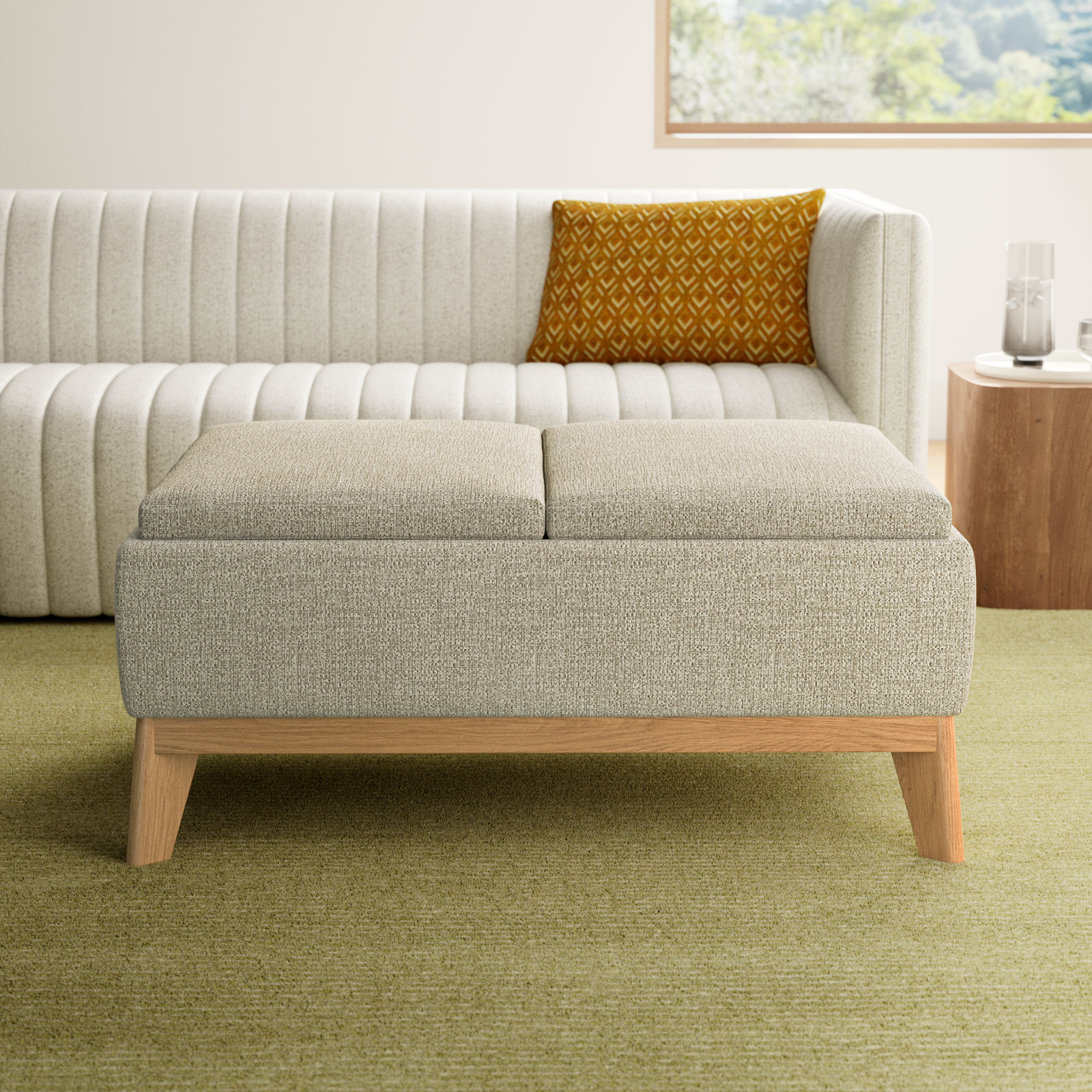 Rudi 38" Ottoman, Gray