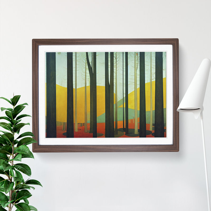 Colourful Abstract Summer Forest Vol.5 - Framed Print, 46cm H x 64cm W x 2cm D, Walnut