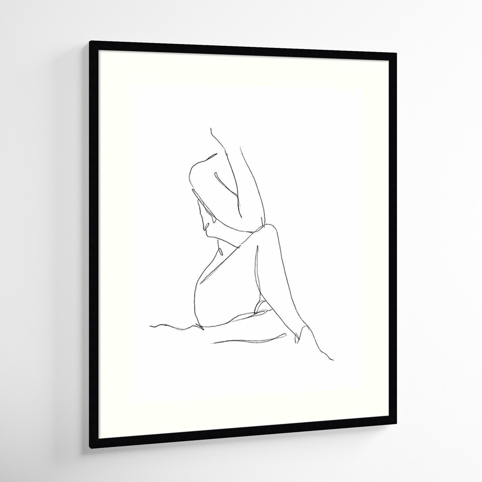 Nude Contour Sketch I by Ethan Harper, Black Framed Paper, 37" H x 31" W