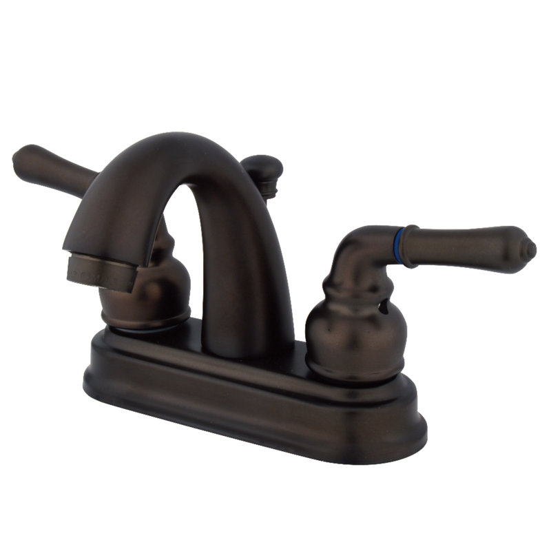 Kingston Brass Naples Two-Handle 3-Hole Deck Mount 4" Centerset Bathroom Faucet with Plastic Pop-Up, Oil Rubbed Bronze