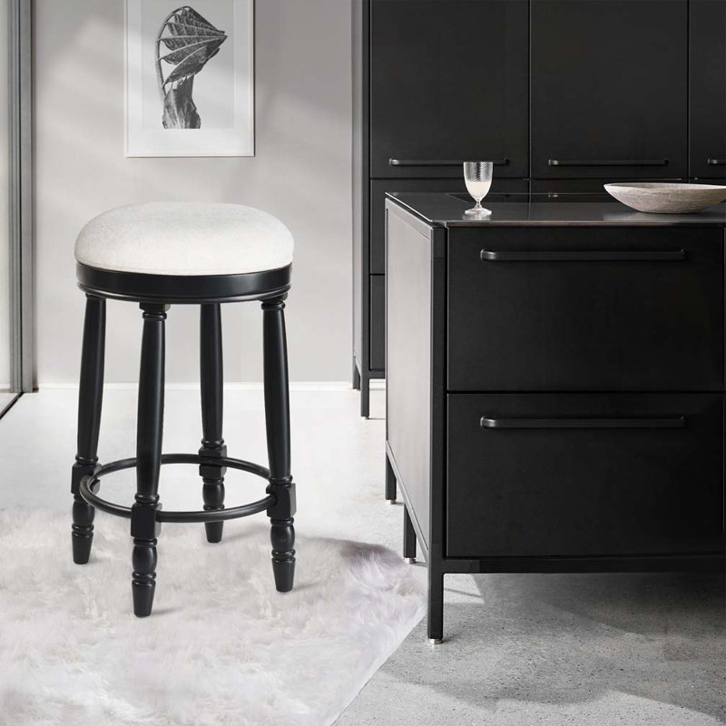 Tabouret de bar pivotant à 360 °, Noir, Beige