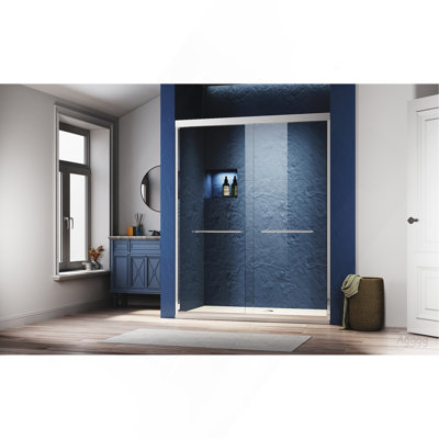 50-54 in. W x 72 in. H Chrome Finish,Sliding Shower Glass Door Adjustable Semi Frameless Shower Door,Certified Thick Clear Clear Tempered Glass,304 Stainless Steel Handles