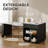 Black Kitchen Island with Extendable Dining Table for 6, Double Storage & Power Outlet, Faux Marble Top-89047211