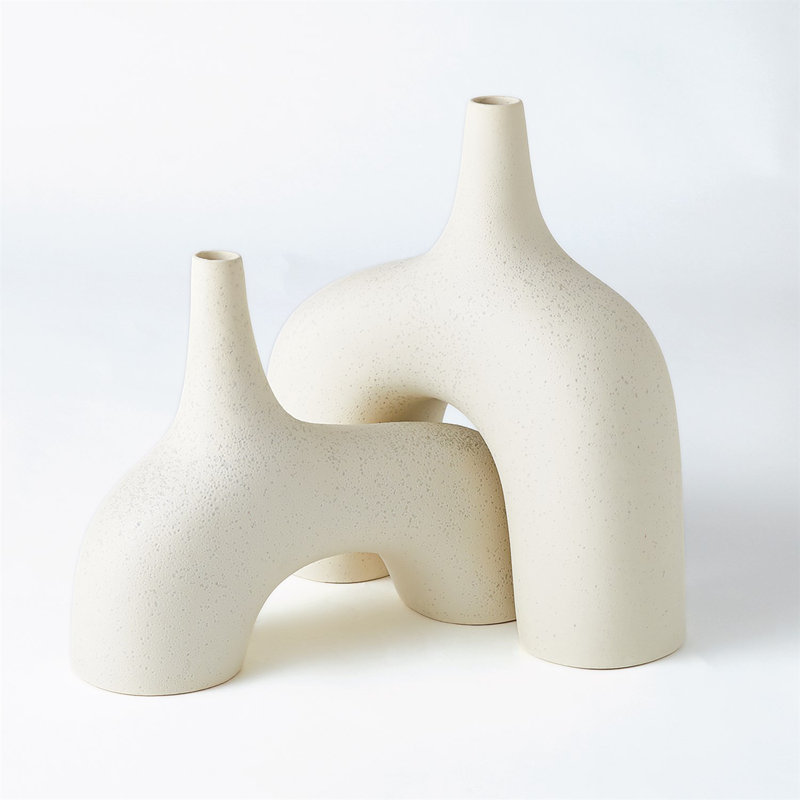 Stretch Cream 10" Earthenware Table Vase