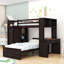 Lit mezzanine simple pour enfants avec lit autonome et tiroirs Fetterly-388079228