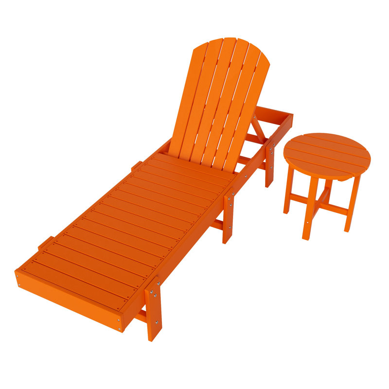 Altura Outdoor Chaise Lounge with Table, Orange
