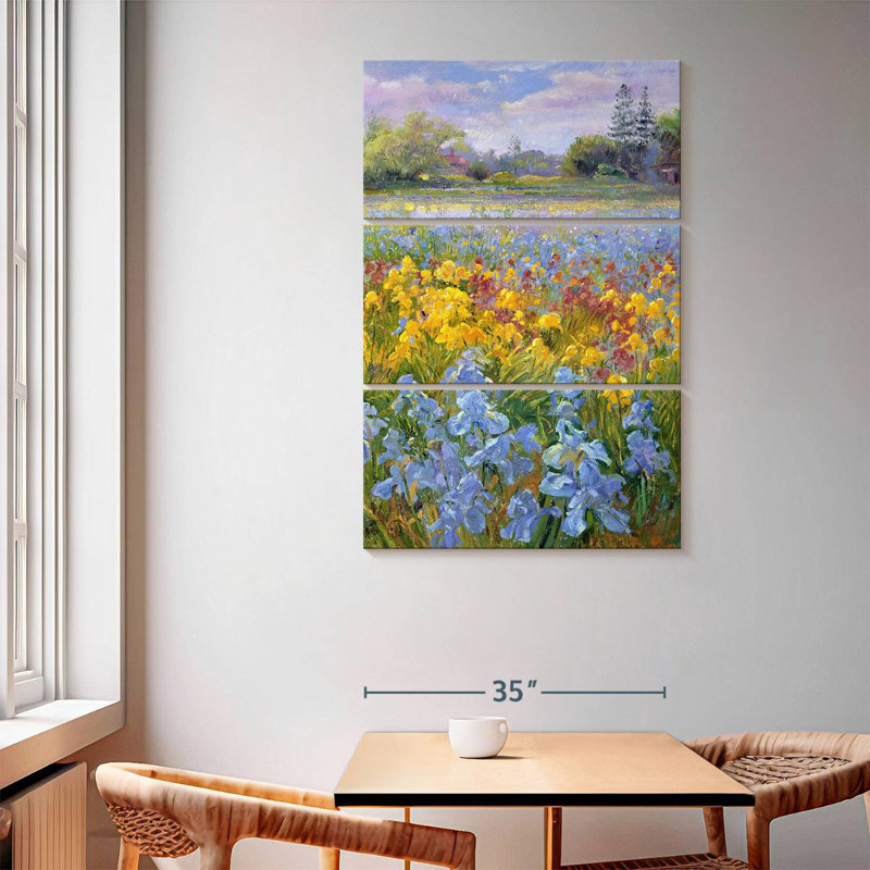 Alvord Irises Willow And Fir Tree, 65" H x 42" W