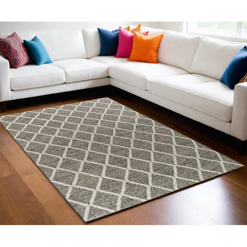 Mott Street Geometric Handmade Tufted Area Rug, Rectangle 5' x 7', Dark/Gray