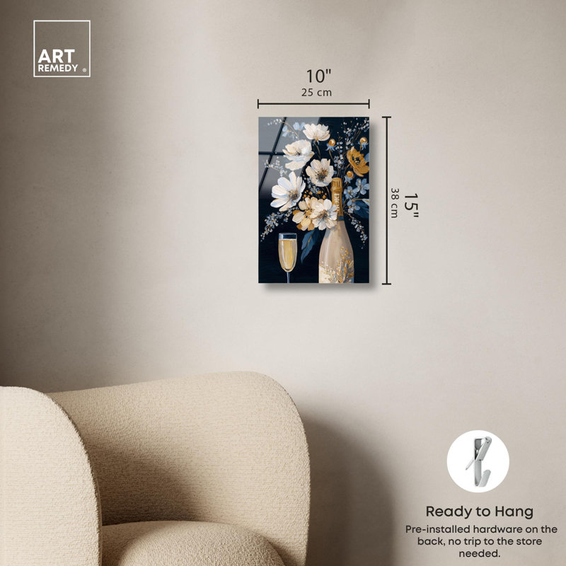 «Champagne Blossom», impression acrylique sur bois par Art Remedy, H 15 po x l 10 po