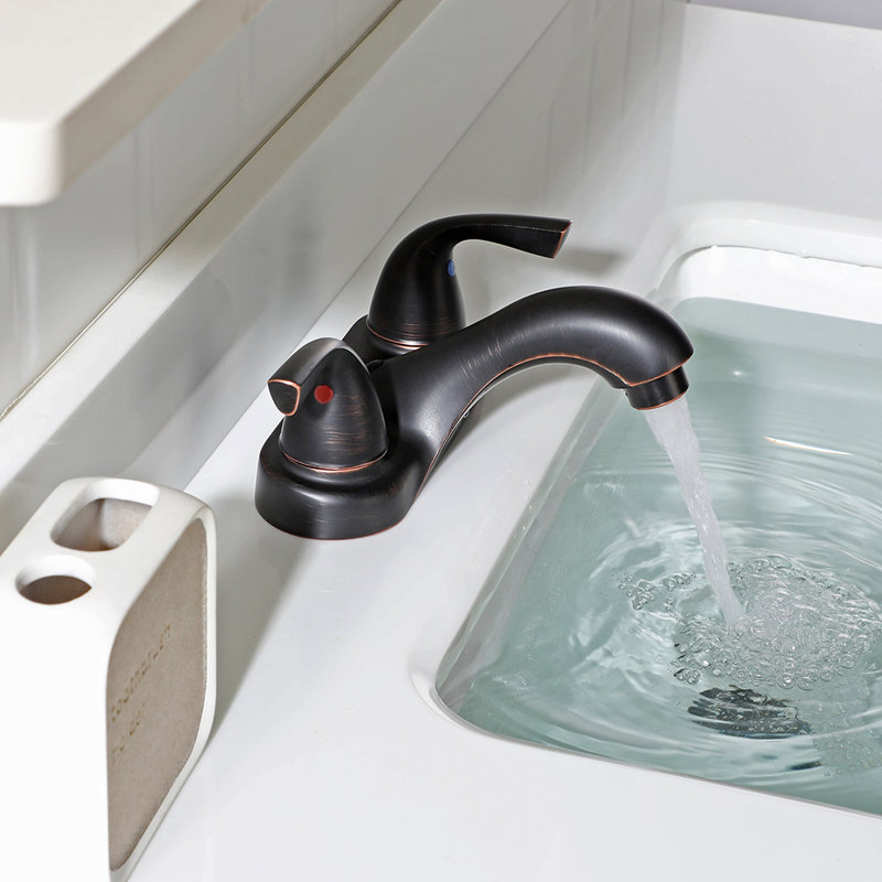 2-handle Bathroom Faucet with Drain Assembly
