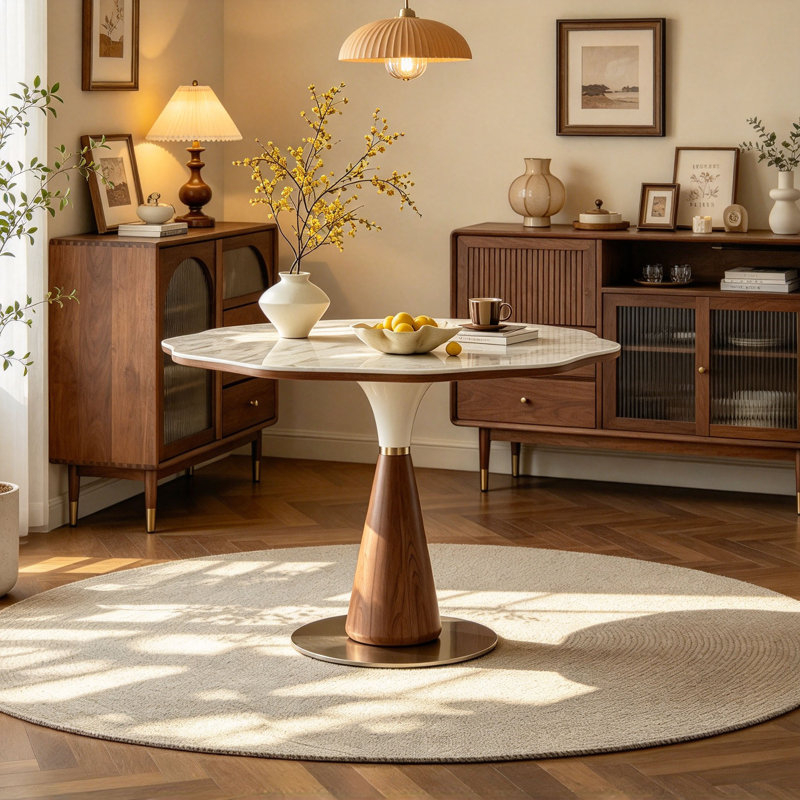 Table à pétales French French, H 29,5 po x l 39,4 po x P 39,4 po