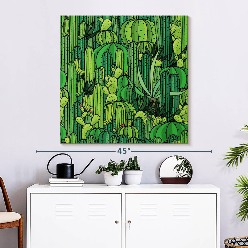 Green Cactus Pattern, 33" H x 33" W
