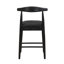Ensemble de 2 tabourets de comptoir style Mid-Century recouverts de tissu noir, structure en bois d'hévéa et repose-pieds ergonomique
