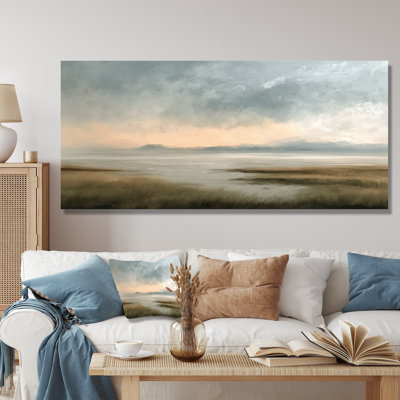 «Green and Grey Coastal Rain Af après-midi», reproduction d'art sur toile encadrée «Green Coastal»