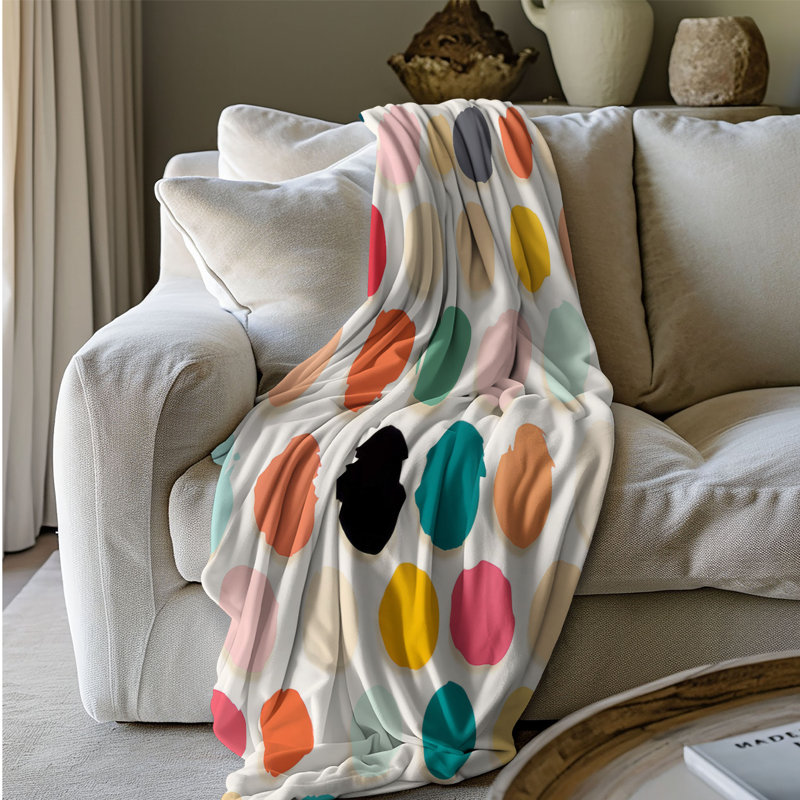 Polka Twirl - Couverture sherpa de qualité supérieure 1 pièce, Lit simple