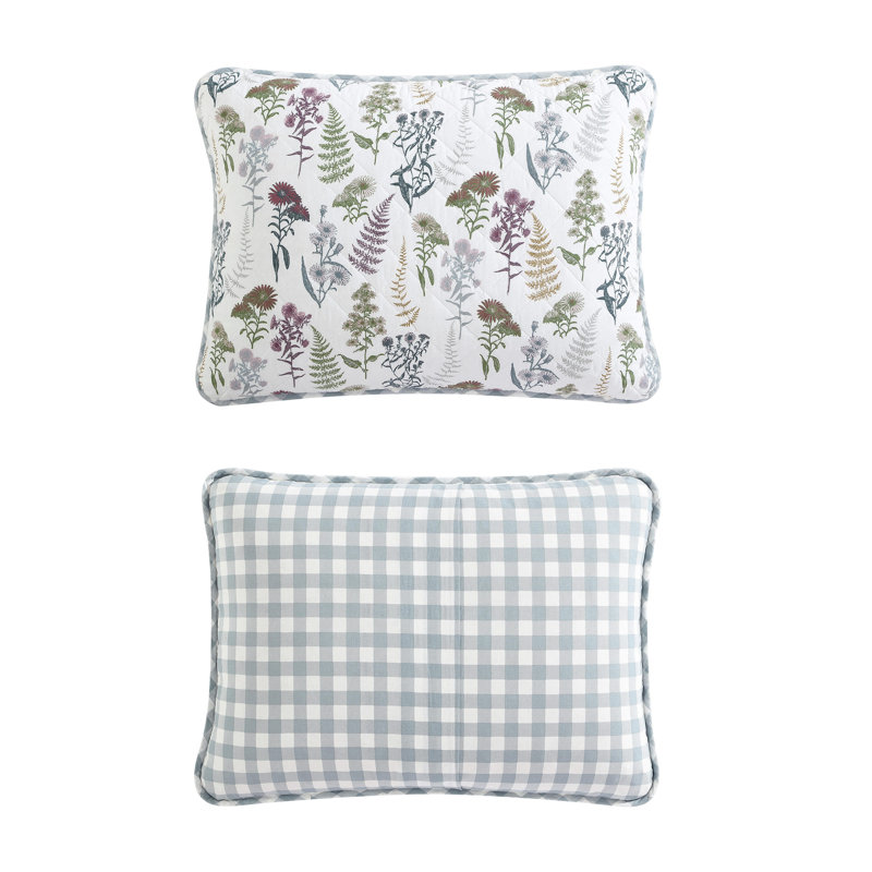 King White Cotton Reversible Quilt Set with Floral Print