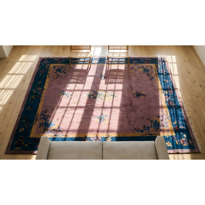 Hand Knotted Wool Area Rug in Purple