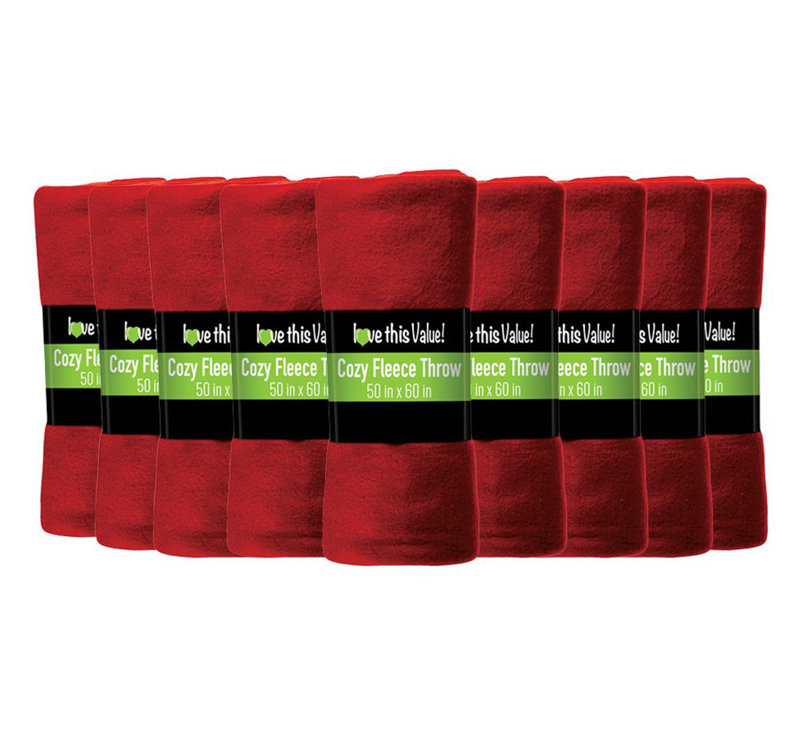 50" x 60" Cozy Fleece Throw Blanket, Red