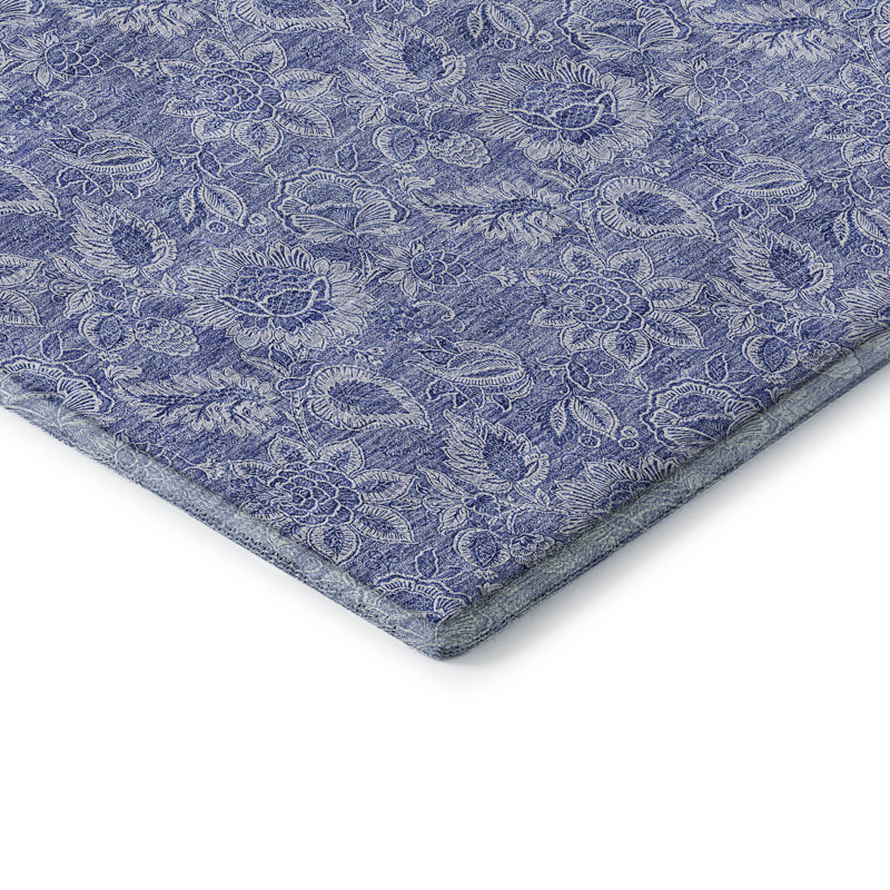 Premium Machine Washable Prisco Denim Rug, Rectangle 3' x 5'