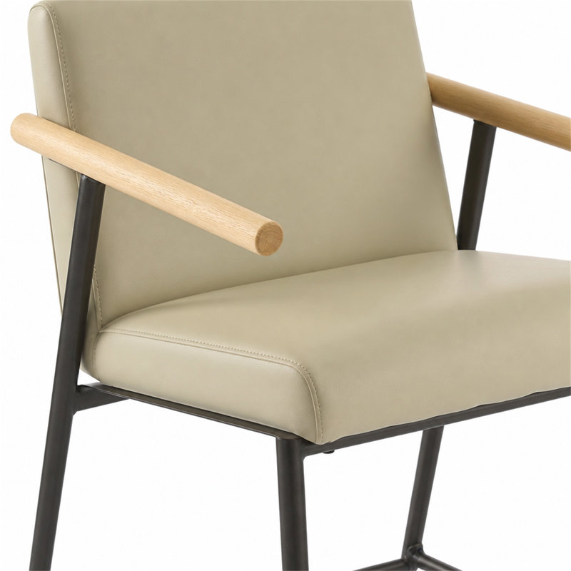 Tabouret de comptoir avec structure en fer (ensemble de 2), Khaki