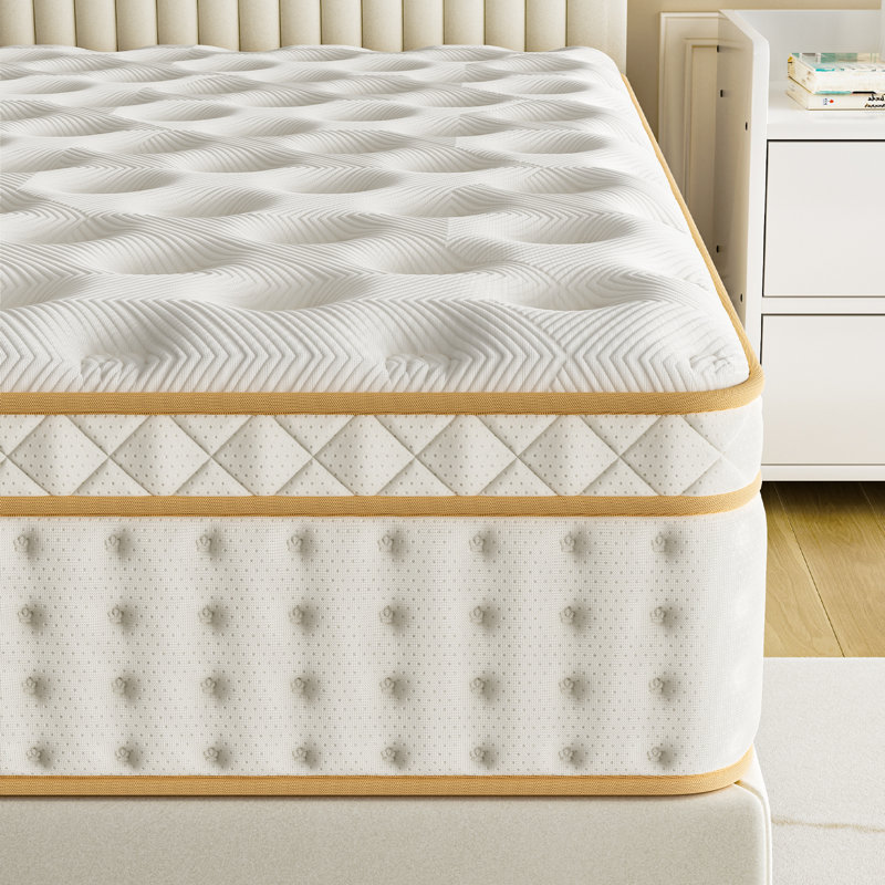 Matelas hybride à ressorts ensachés en mousse à mémoire de forme 10 po / 12 po dans une boîte à soulagement de la pression mi-ferme pour isolement de mouvement CertiPUR-US