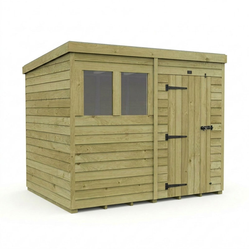 Total Sheds 8ft x 7ft Pent Garden Shed - Single Door - With Windows - Pressure Treated Timber - UK Manufactured