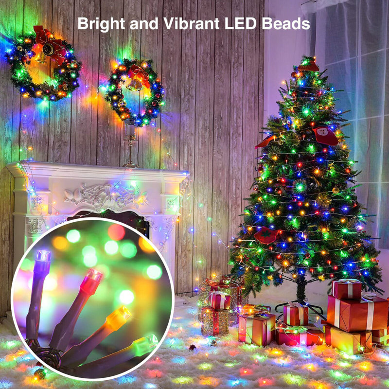 Guirlande lumineuse 33 lumières à DEL 8 lumières multicolores imperméables 33 modes