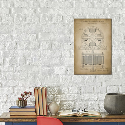 « tesla electro magnétique motor beige », impression sur toile