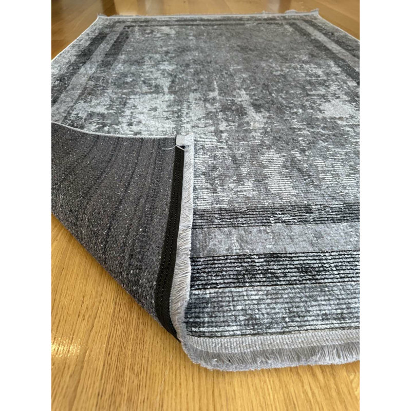 Tapis en coton avec envers antidérapant Lanney, Rectangle 3 pi 11 po x 14 pi 9 po