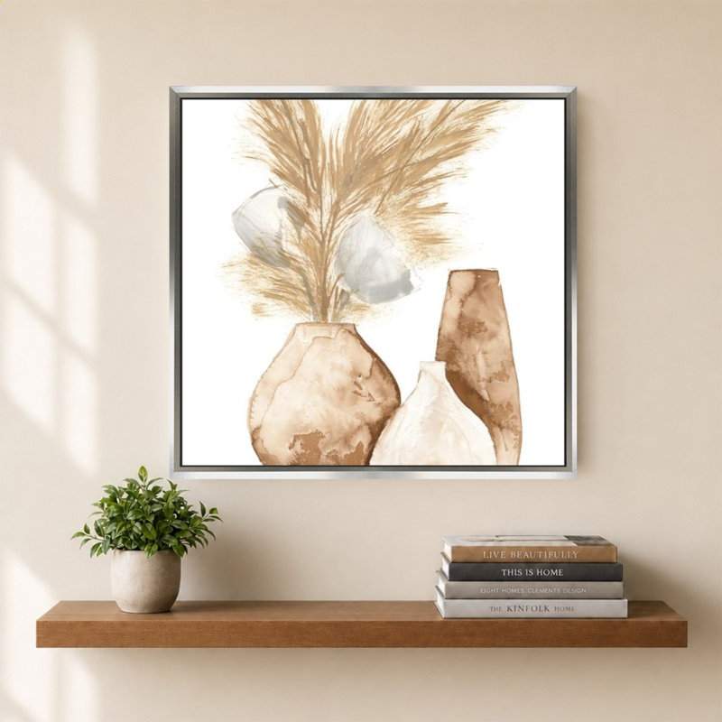 «Vase Gray Pods» par Chris Paschke - Impression sur toile, 40" H x 40" W, Silver