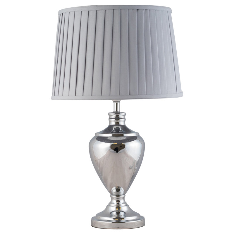 Haylee Metal Table Lamp, Grey, Polished Chrome