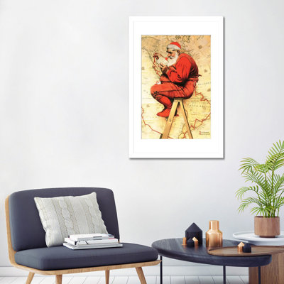 Père Noël à la carte - reproduction d'art murale - papier d'art encadré