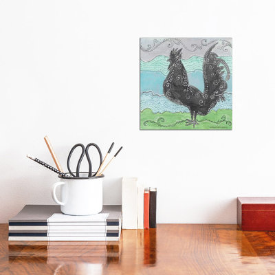 Whimsical Swirly Rooster by Bluebird Barn - Wrapped Canvas Painting