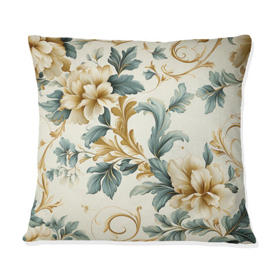 Design Art Vintage Ornamental Frames Victorian Pattern - Throw Pillowabstract Coral Reef Multicolor Azure - Thr In Gold