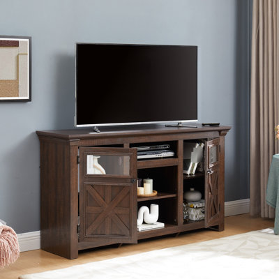 L 60,05 po x P 15,32 po x H 31,7 po avec console de cinéma maison avec 6 découpes pour la gestion des câbles et tablettes ouvertes pour les gadgets, 2 portes télé, 3 tablettes réglables, salon classique