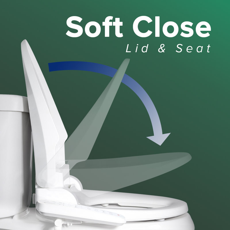 White Electric Bidet Toilet Seat with Heated Seating and Control Panel