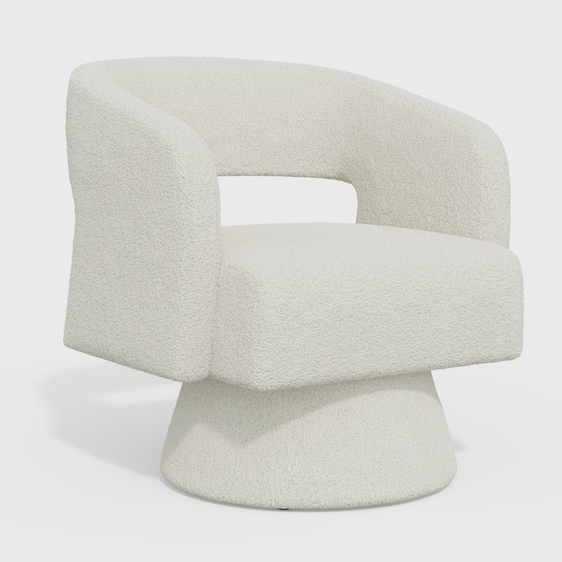 Fauteuil d'appoint pivotant en tonneau, fauteuil rembourré Teddy & Chenille avec base pivotante à 360 ° pleine perle, mobilier d'appoint moderne pour salon, chambre à coucher et meuble-lavabo