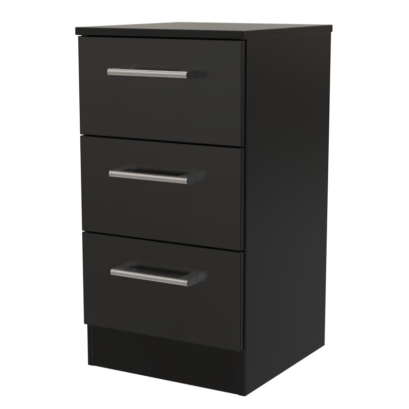 Beraud 37cm W Manufactured Wood Bedside Table, Black Matt